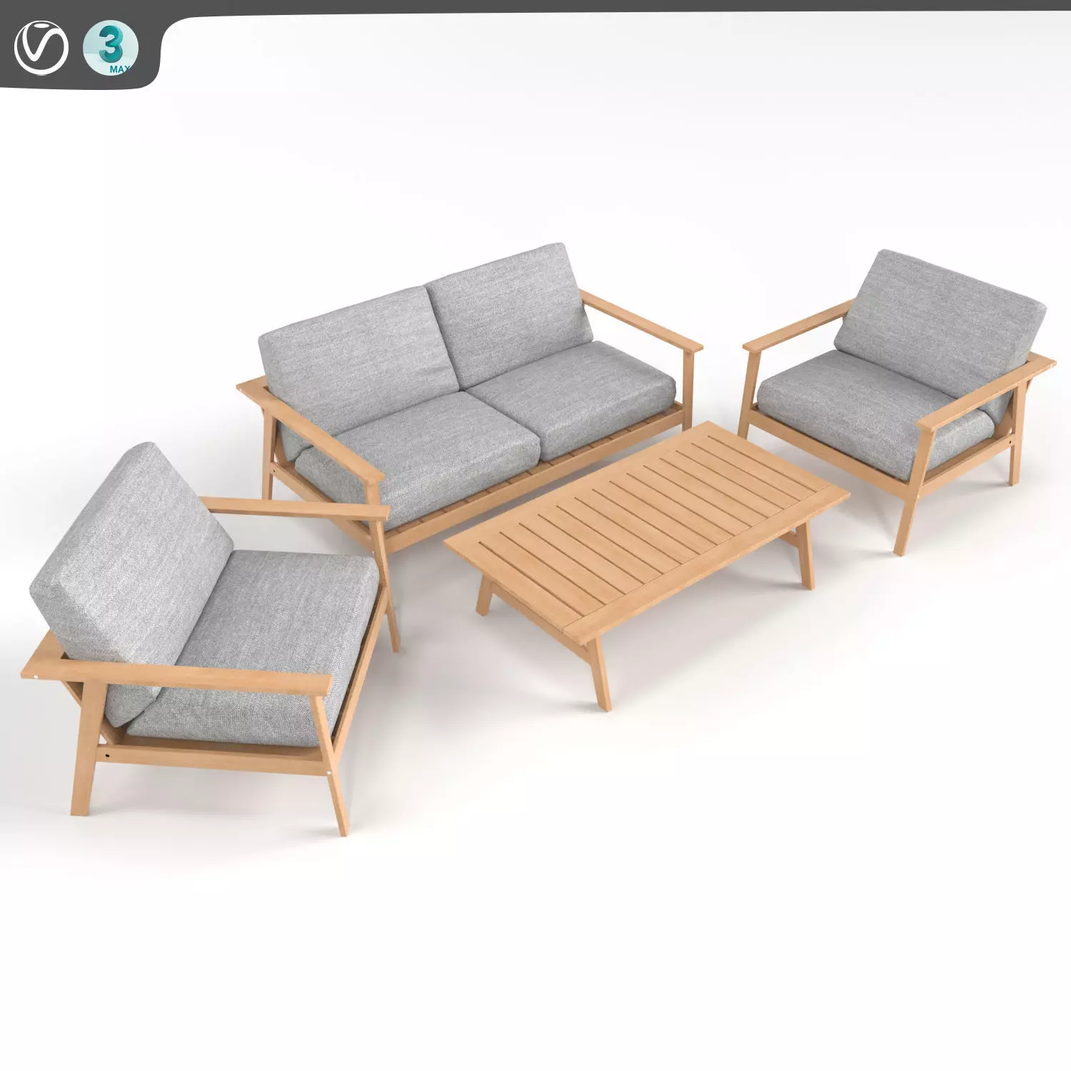 Low garden furniture EXOTAN Lucca 3D model