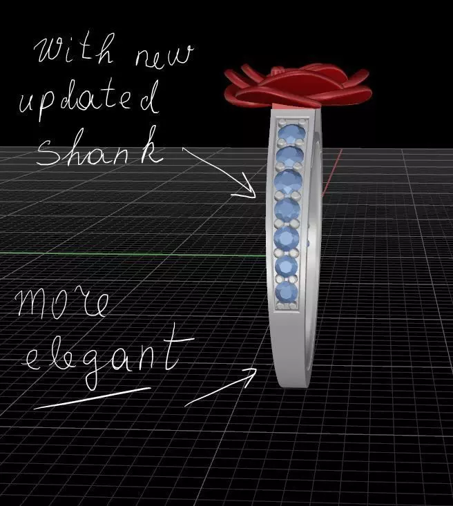 Engagement ring Rose ready for print UPDATED WITH NEW SHANK 3D print model