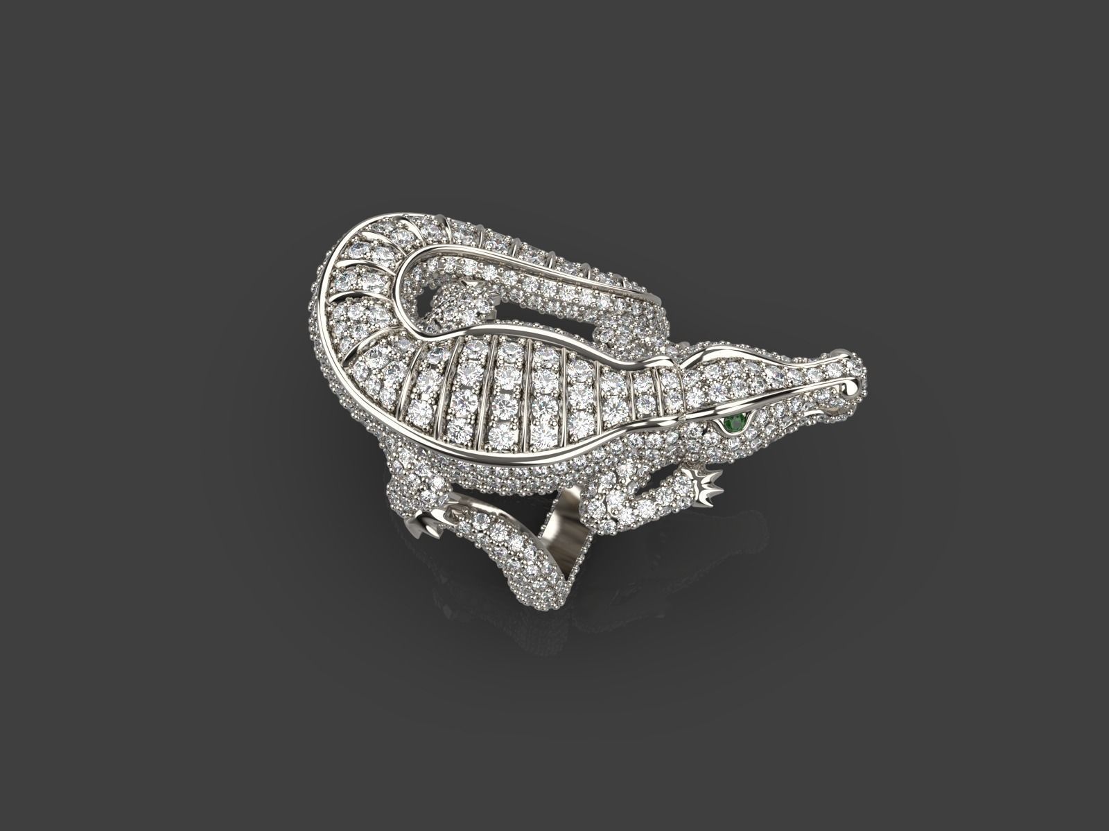 Crocodile ring 3D print model_4