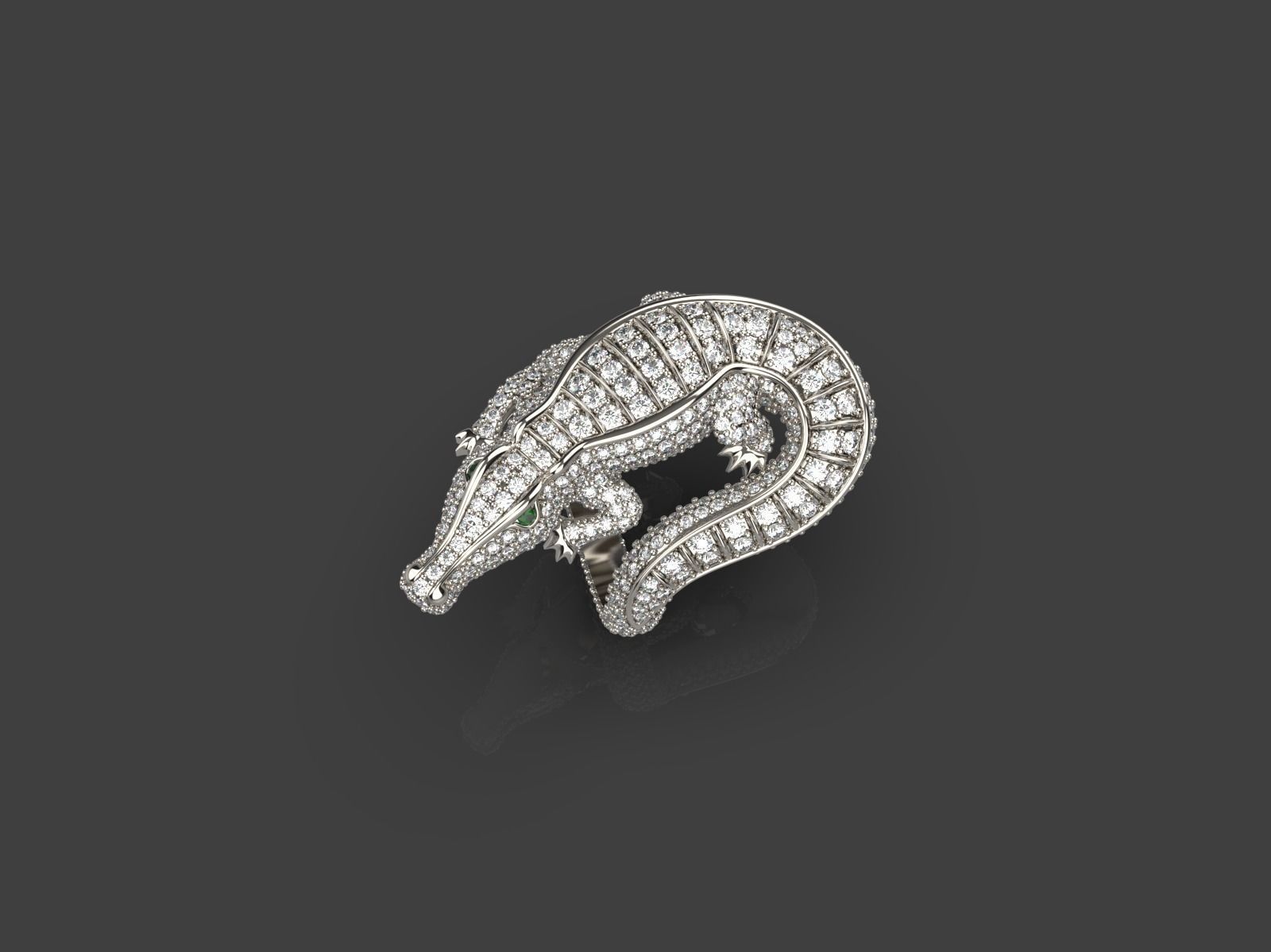 Crocodile ring 3D print model_3