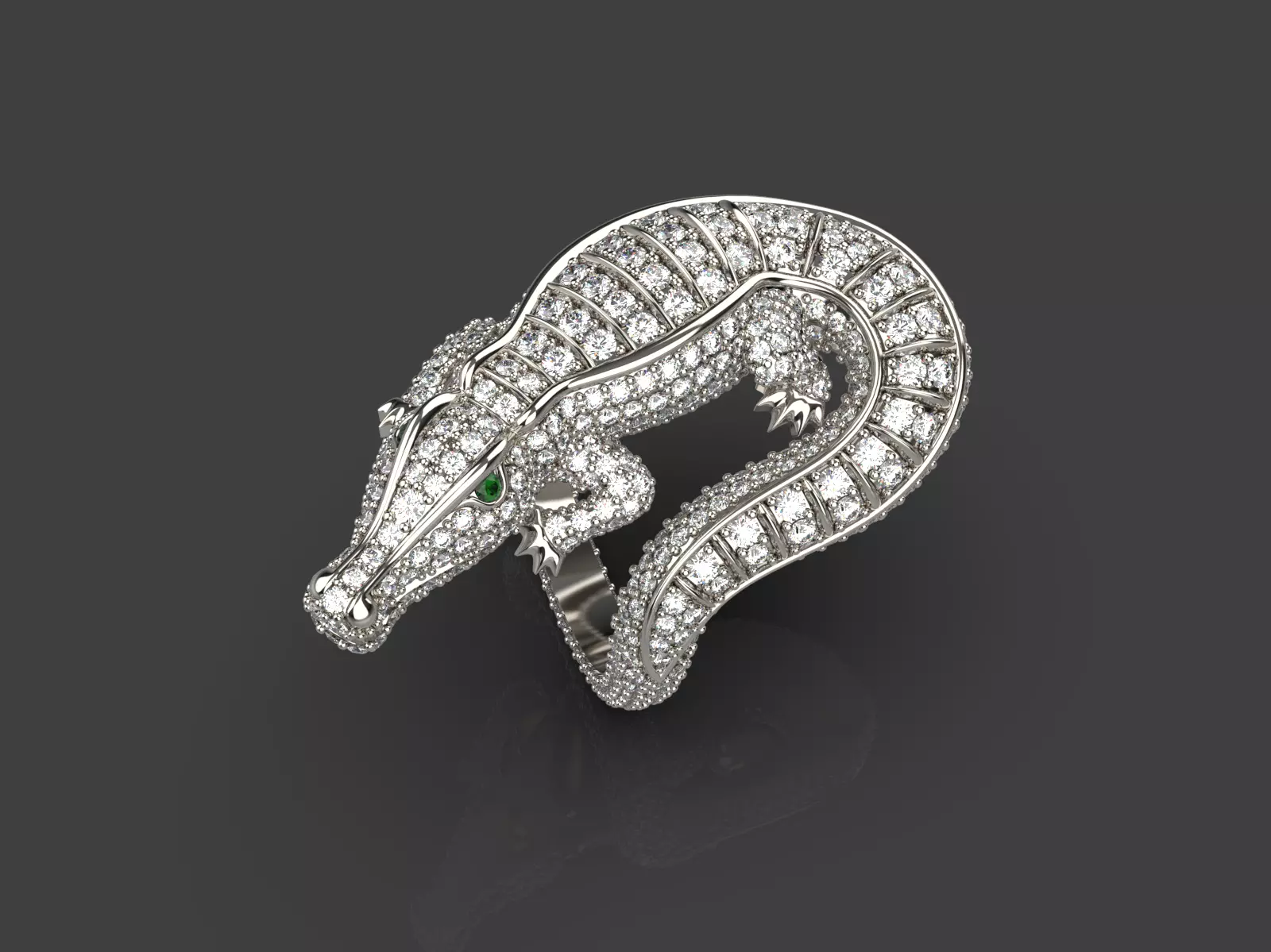 Crocodile ring 3D print model_0