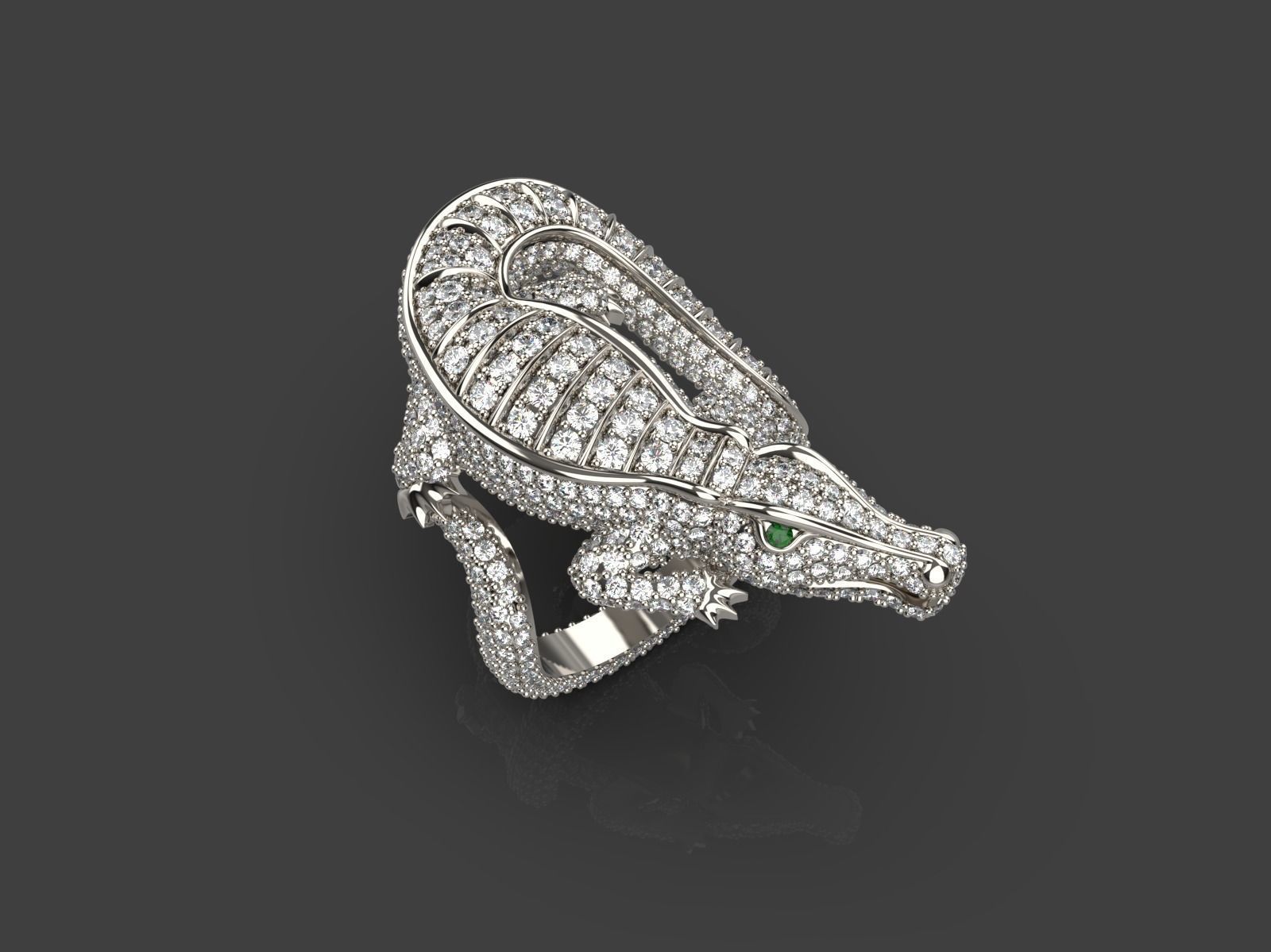 Crocodile ring 3D print model_2