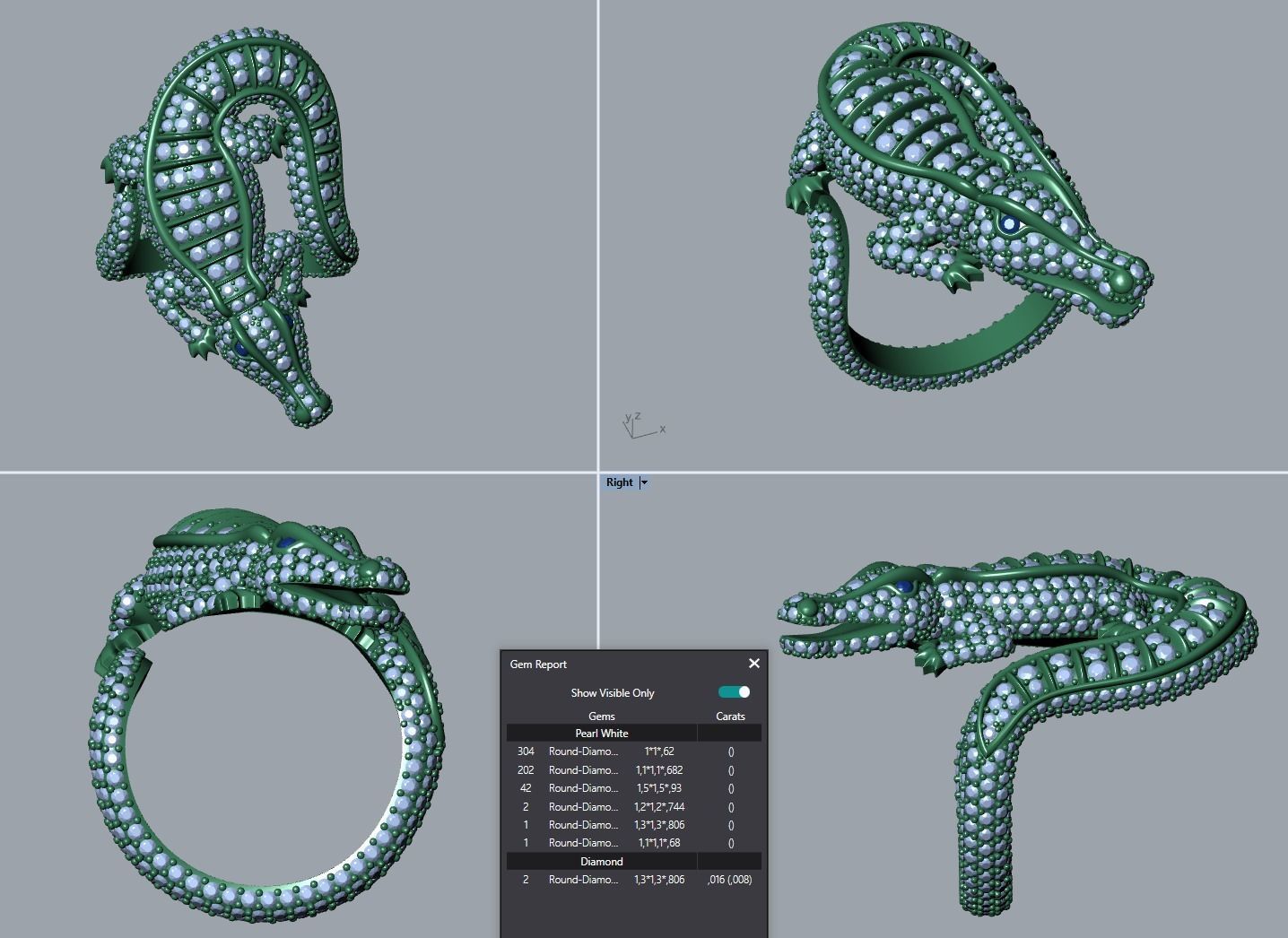 Crocodile ring 3D print model_5
