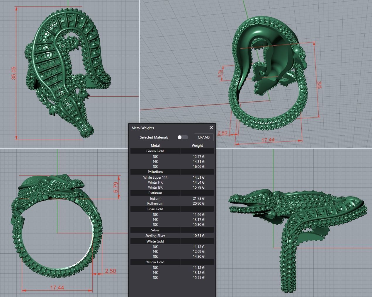 Crocodile ring 3D print model_7