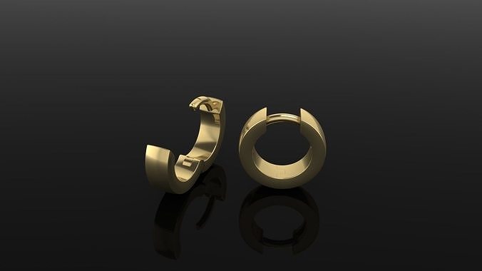 Wide Huggie Earring Hoops Box Shank 10mm Width 3D print model