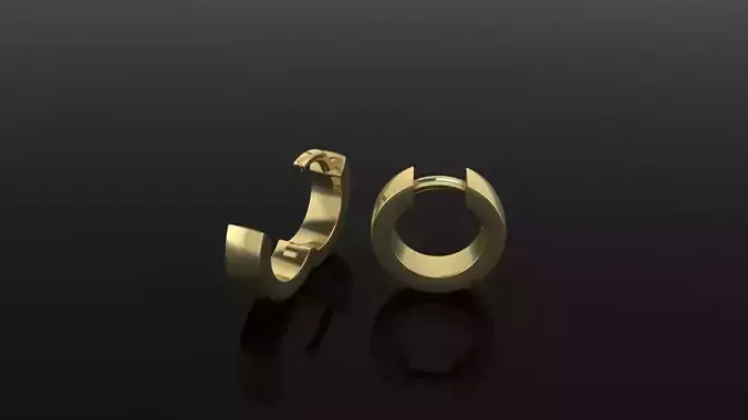 Wide Huggie Earring Hoops Box Shank 10mm Width 3D print model
