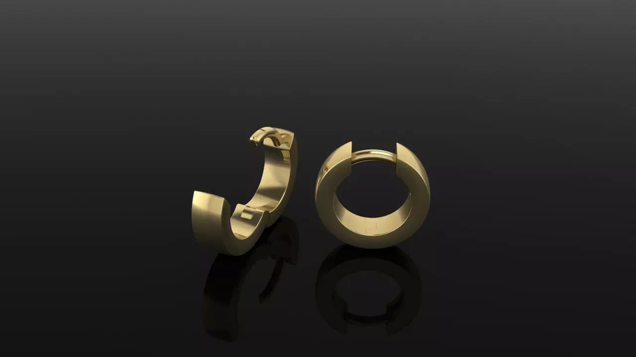 Wide Huggie Earring Hoops Box Shank 10mm Width 3D print model