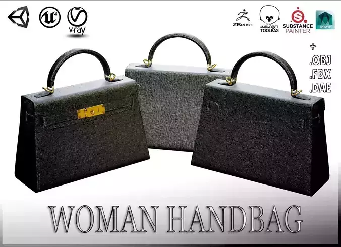 Woman Handbag Low-poly 3D model