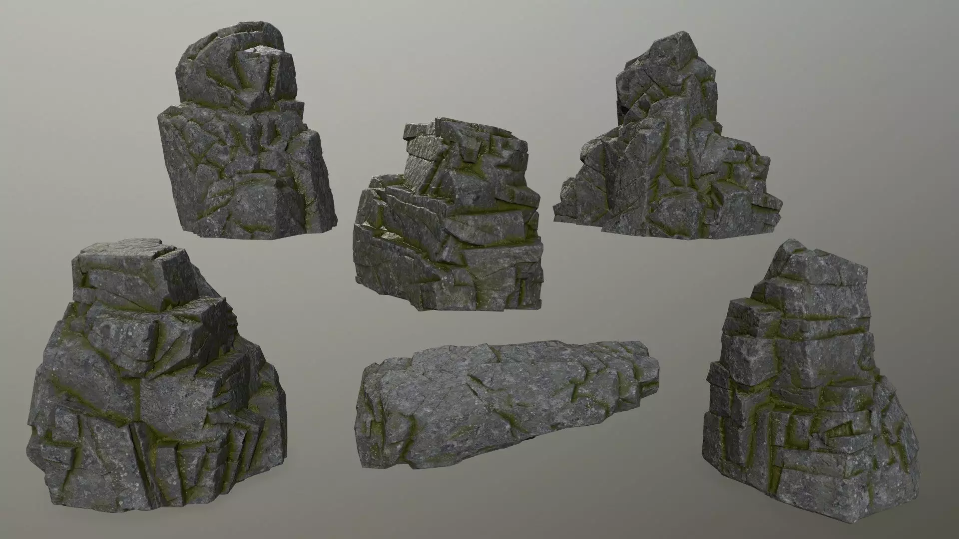 Rock Set Low-poly 3D model_0