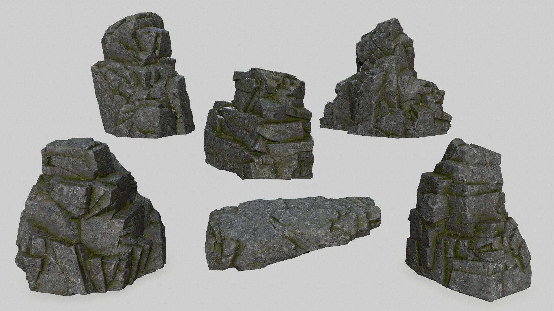 Rock Set Low-poly 3D model_2