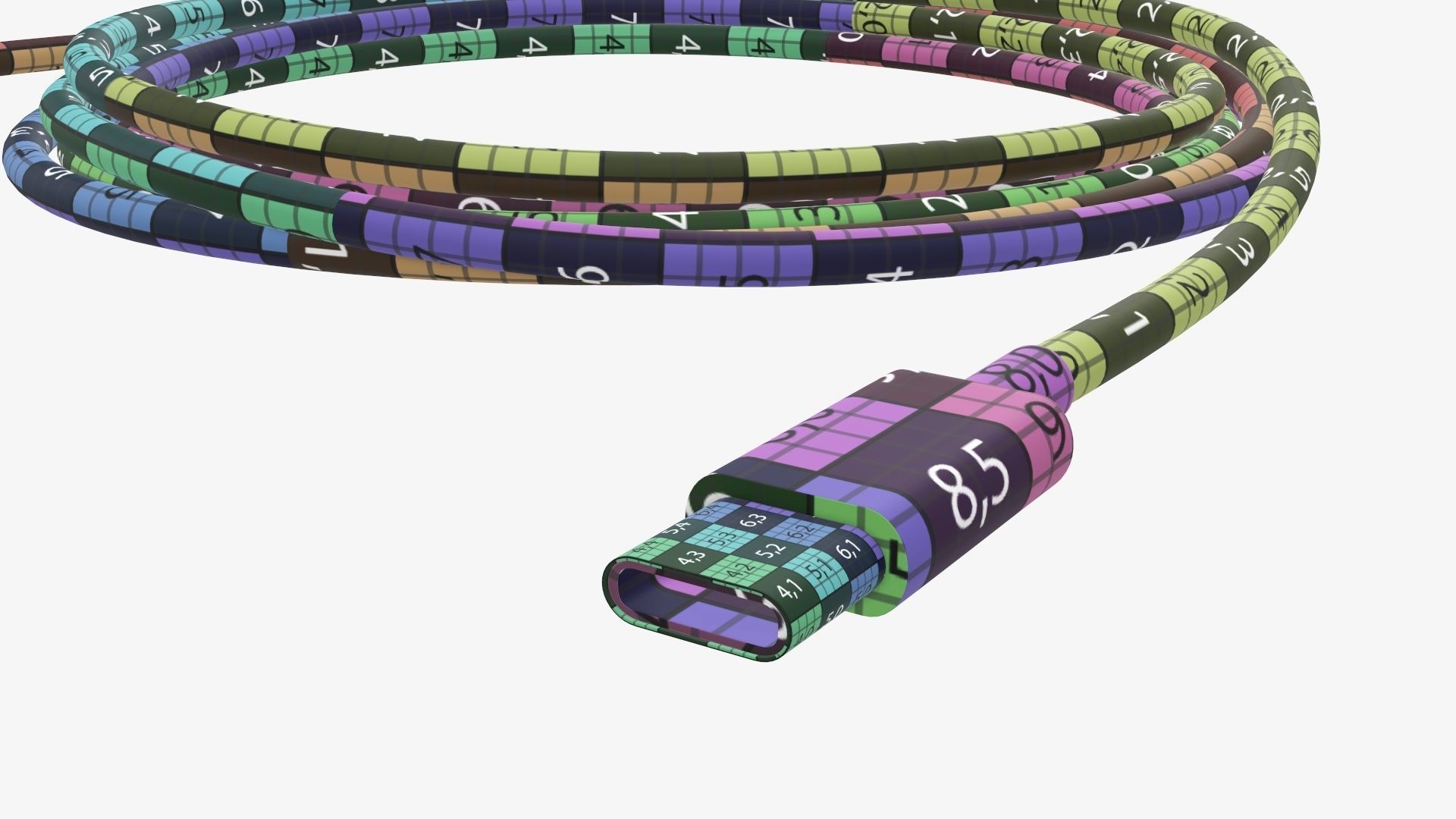 Cable USB-C to USB black 3D model_14