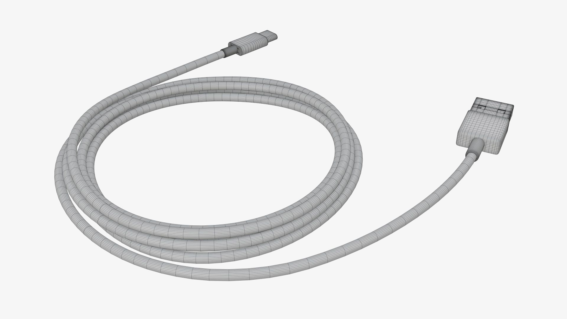 Cable USB-C to USB black 3D model_6