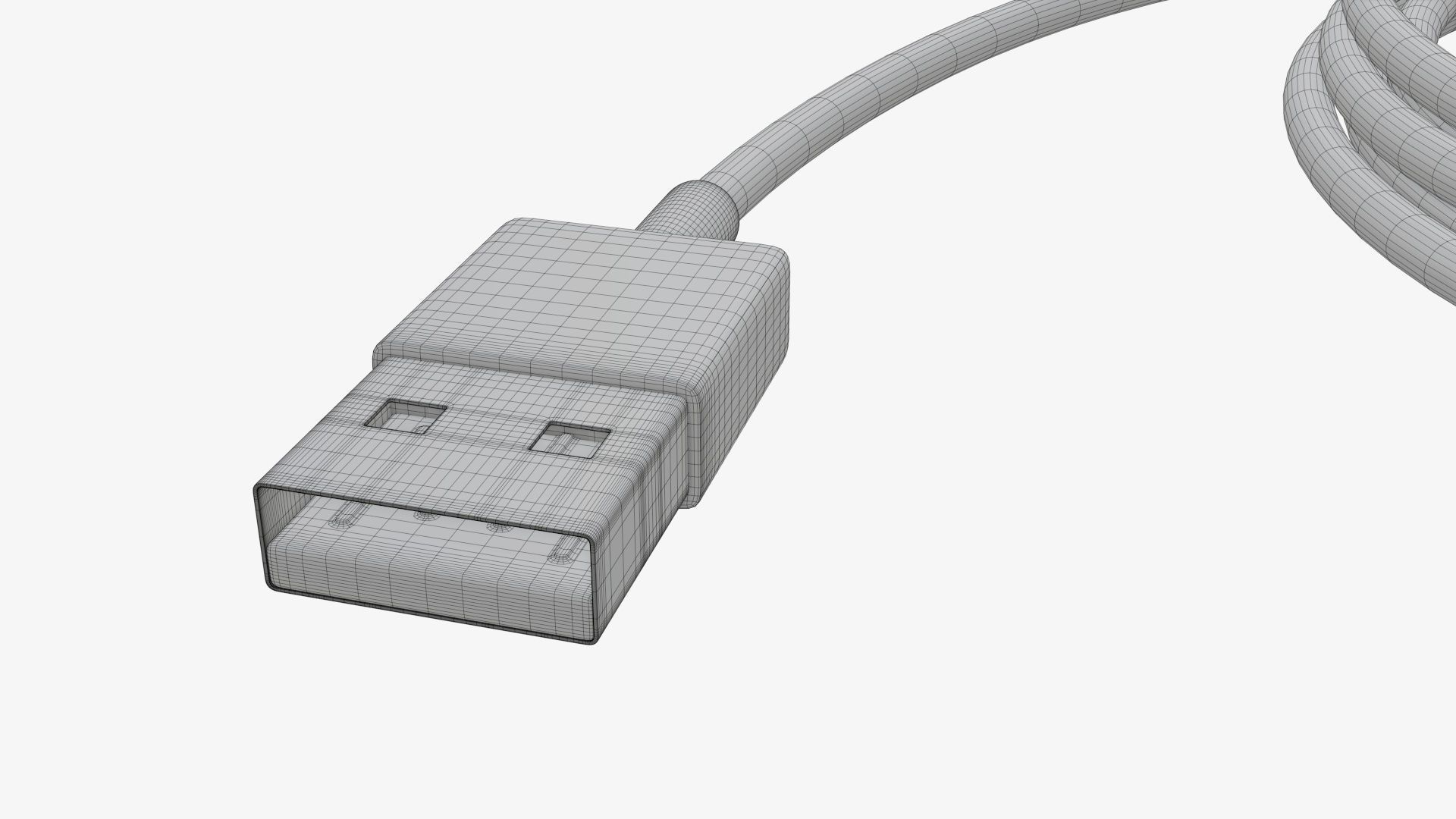 Cable USB-C to USB black 3D model_8