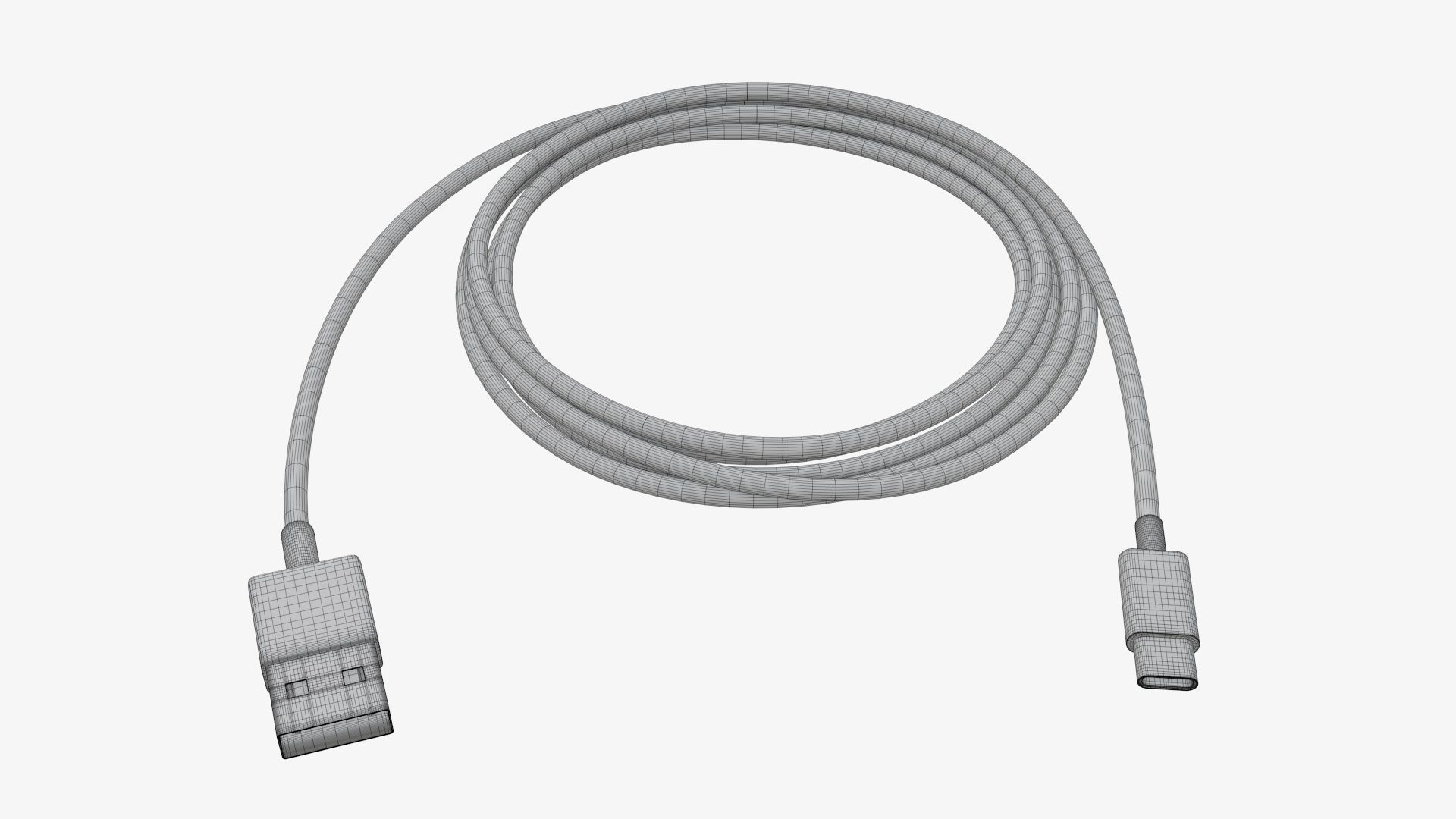 Cable USB-C to USB black 3D model_5