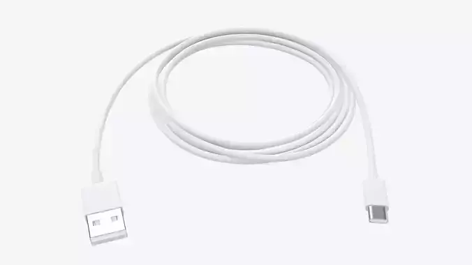 Cable USB-C to USB white 3D model