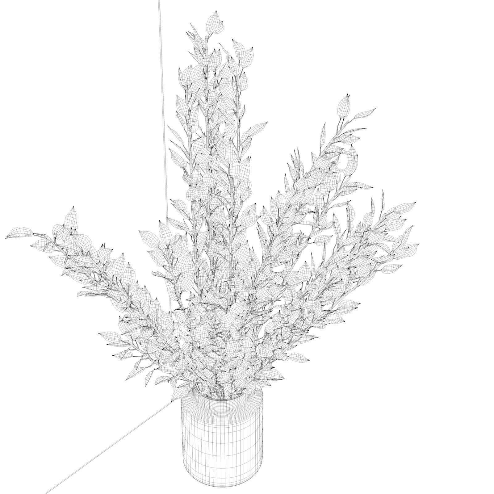 Red Eucalyptus Leaves in Glass Vase 3D model_4