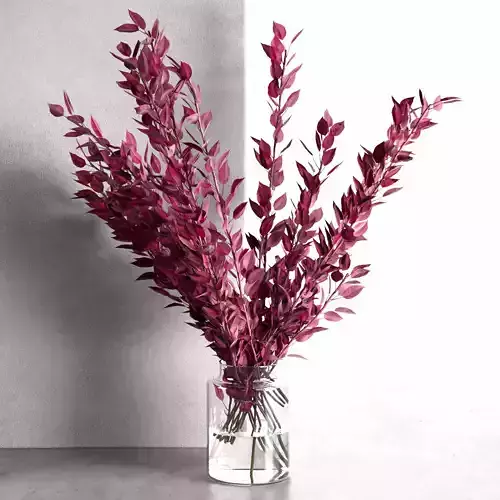 Red Eucalyptus Leaves in Glass Vase
