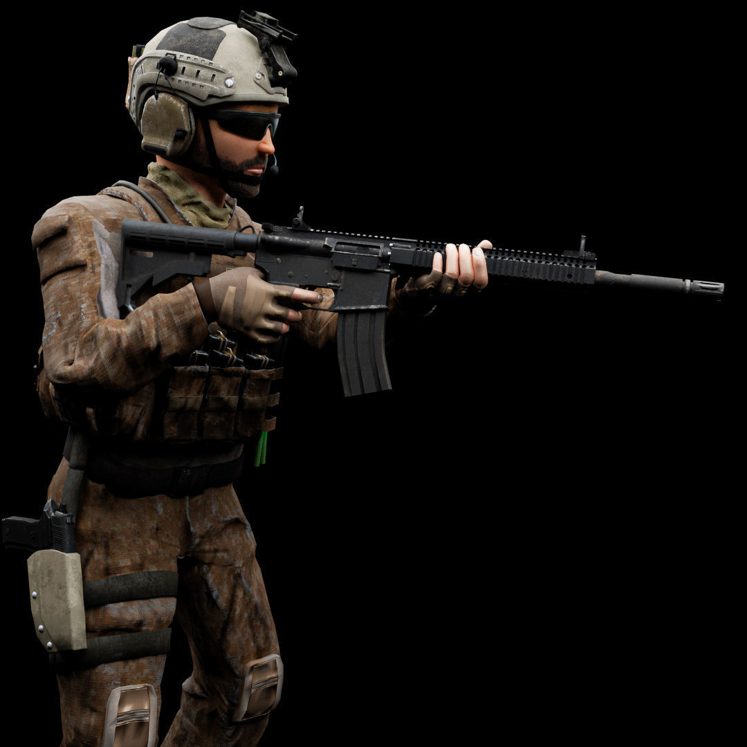 Special Operation United States Soldier Low-poly 3D model_1