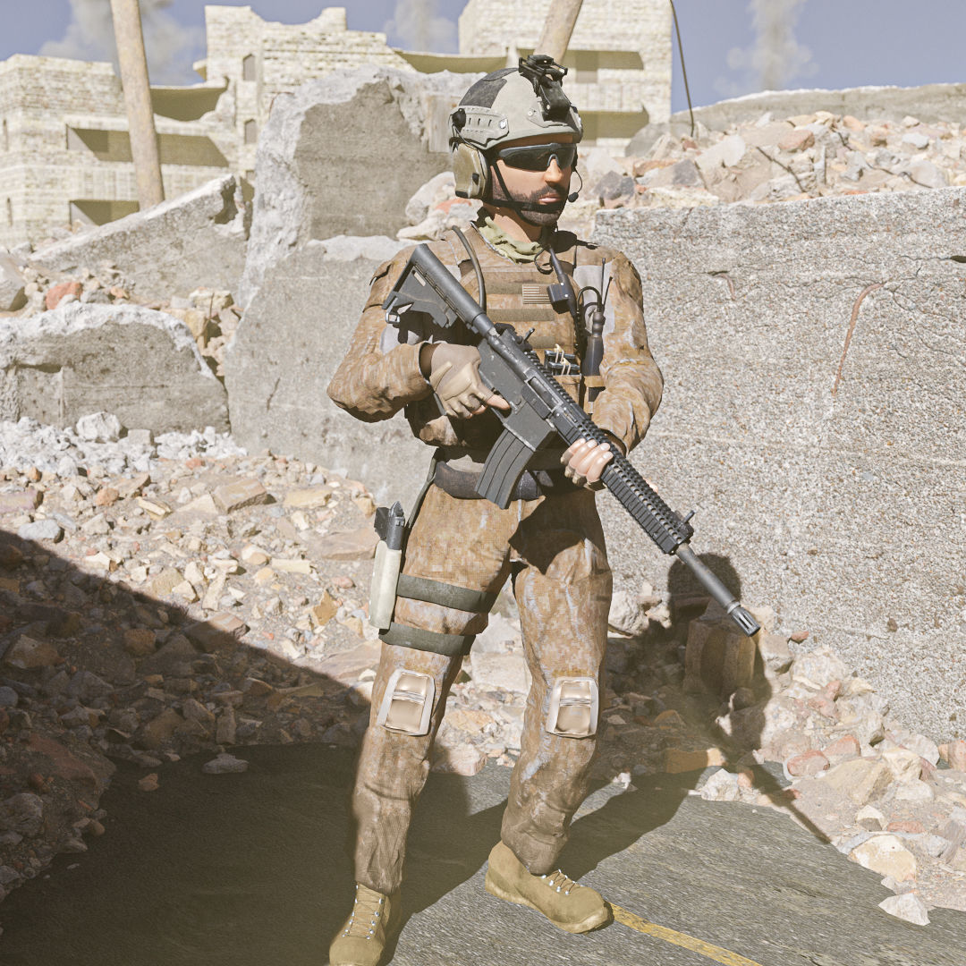 Special Operation United States Soldier Low-poly 3D model_17