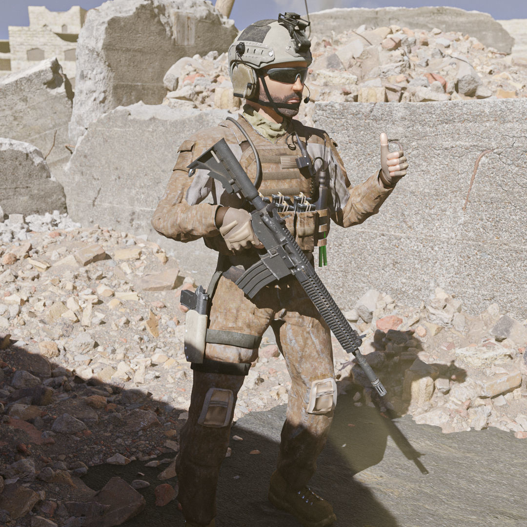 Special Operation United States Soldier Low-poly 3D model_13