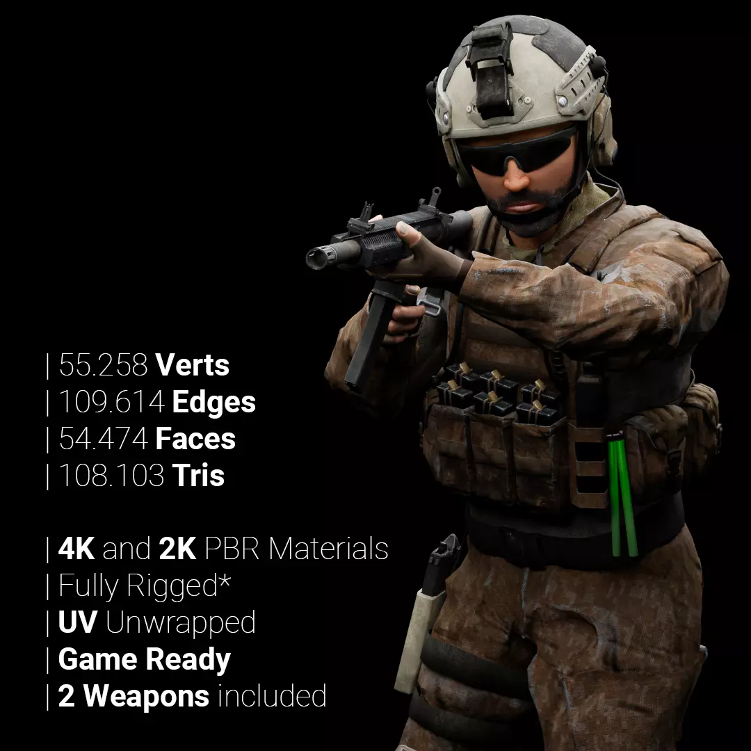 Special Operation United States Soldier Low-poly 3D model_0