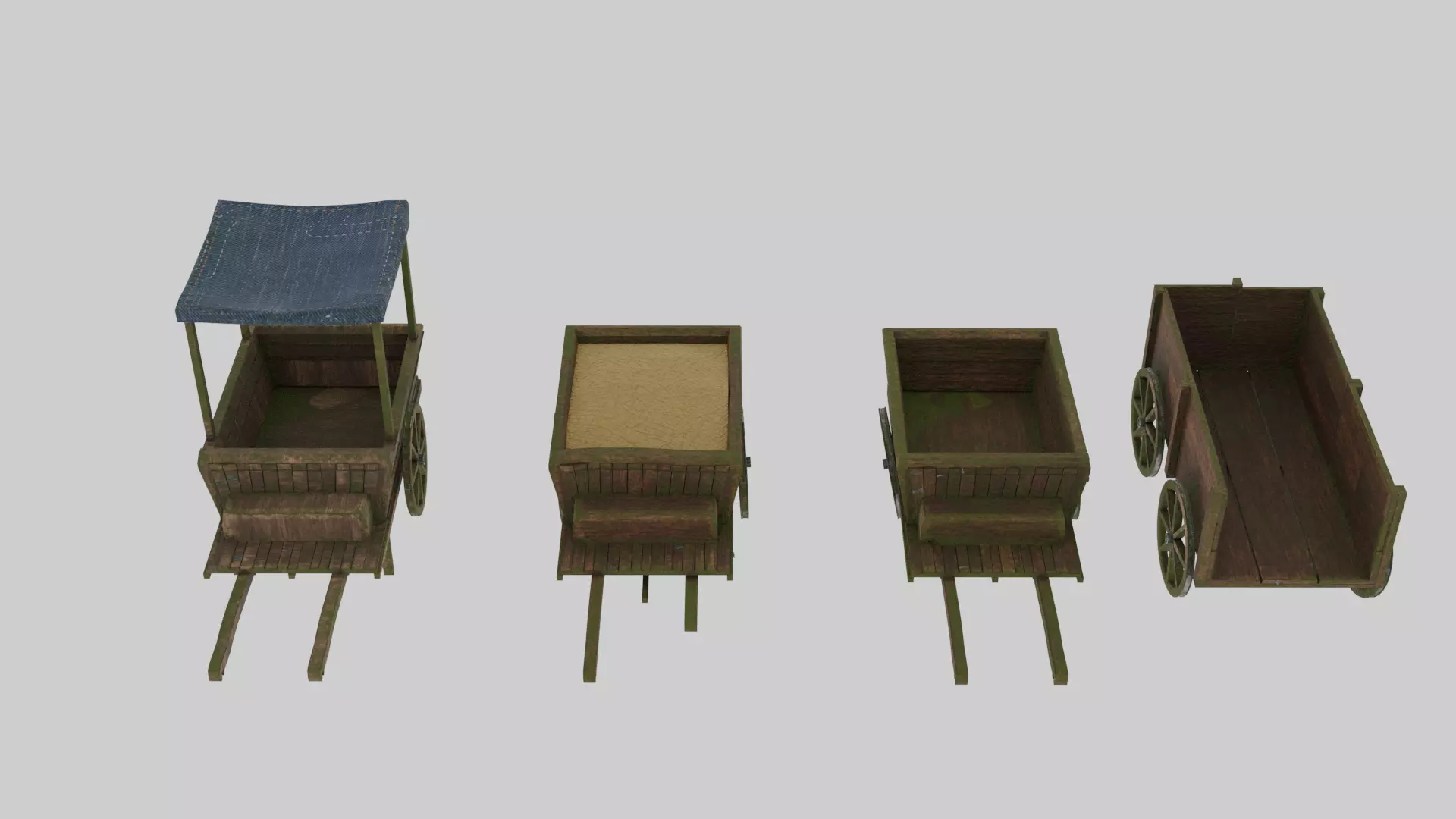 Medieval Carts Low-poly 3D model