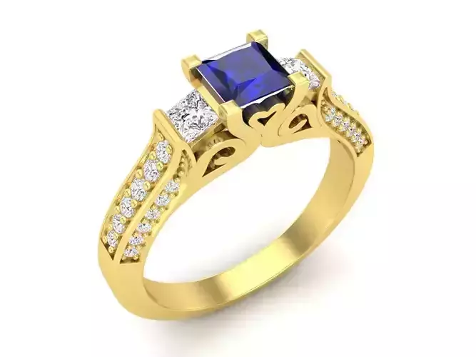 Princess and round Diamond jewelry ring-for-woman