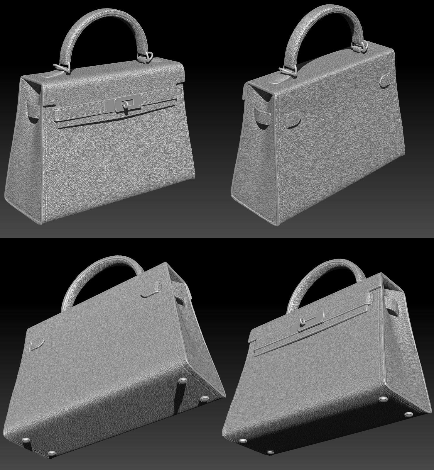 Woman Handbag Low-poly 3D model_13
