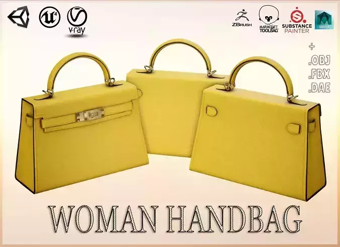 Woman Handbag Low-poly 3D model
