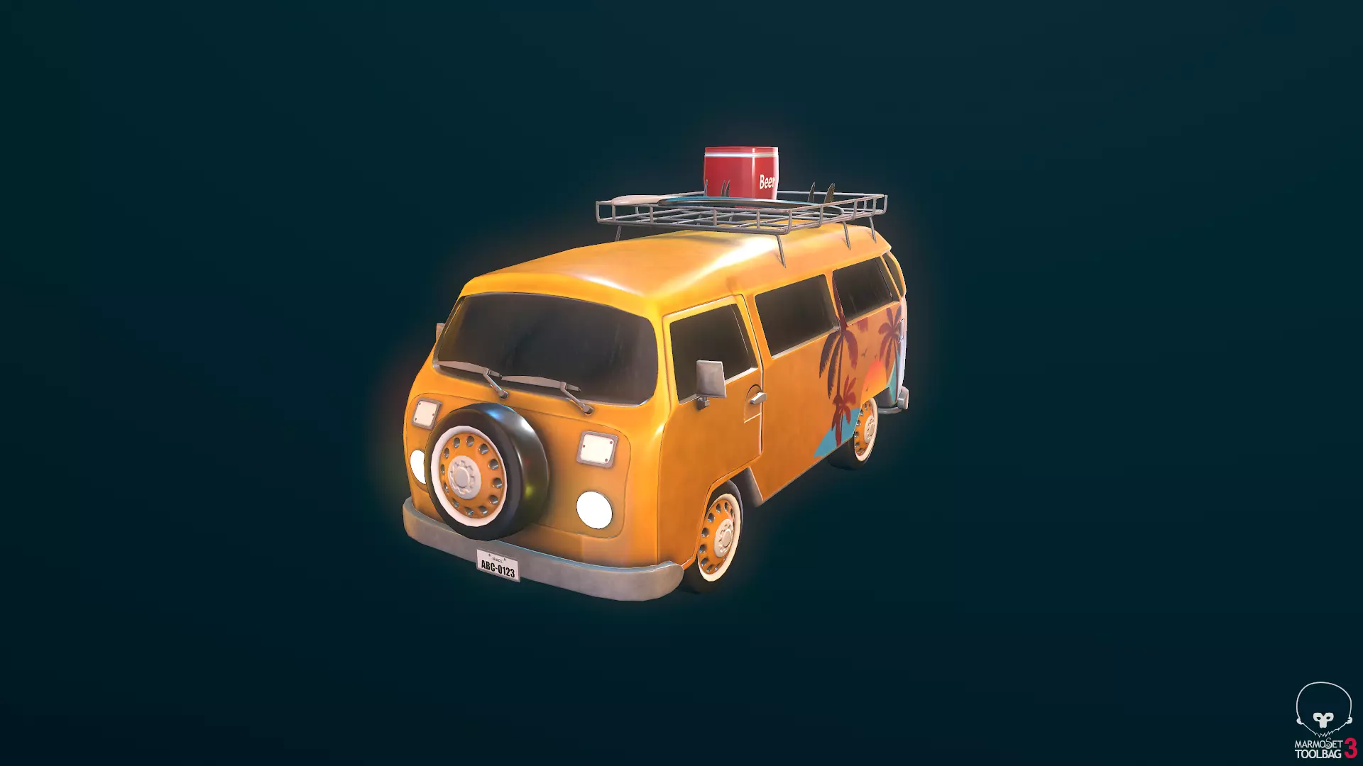 Kombi Beach Low-poly 3D model