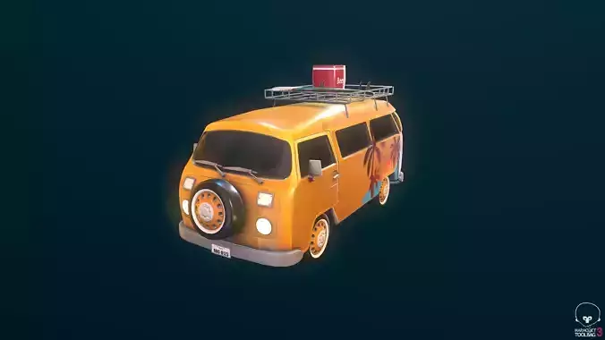 Kombi Beach  Low-poly 3D model