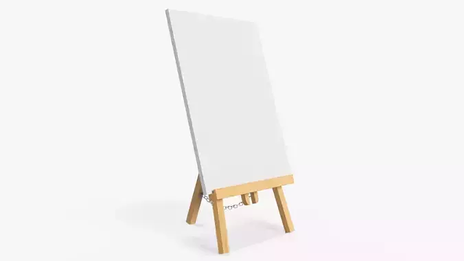Painting on wooden easel 01 3D model
