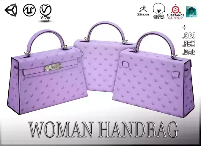 Woman Handbag Low-poly 3D model