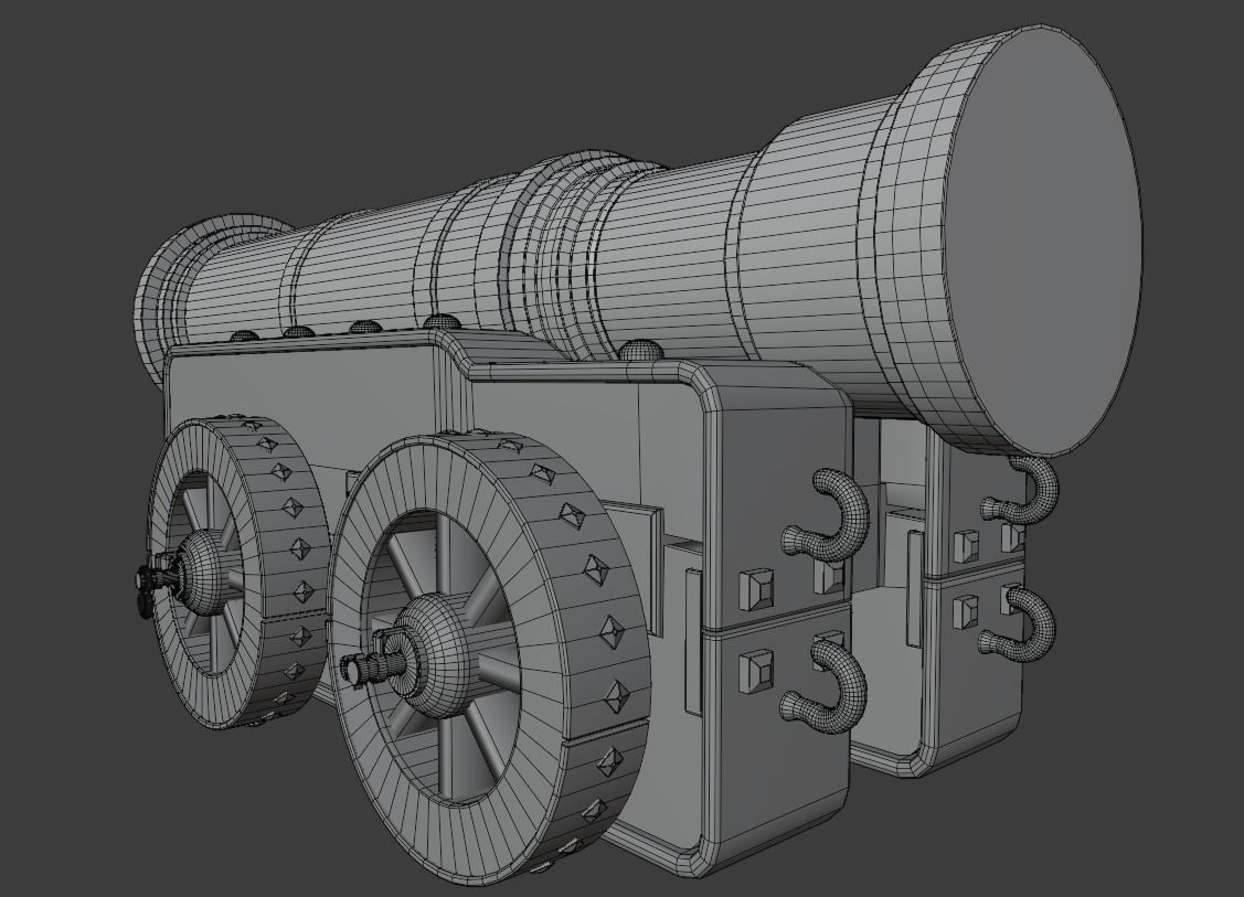 Cannon on wheels 3D model_5