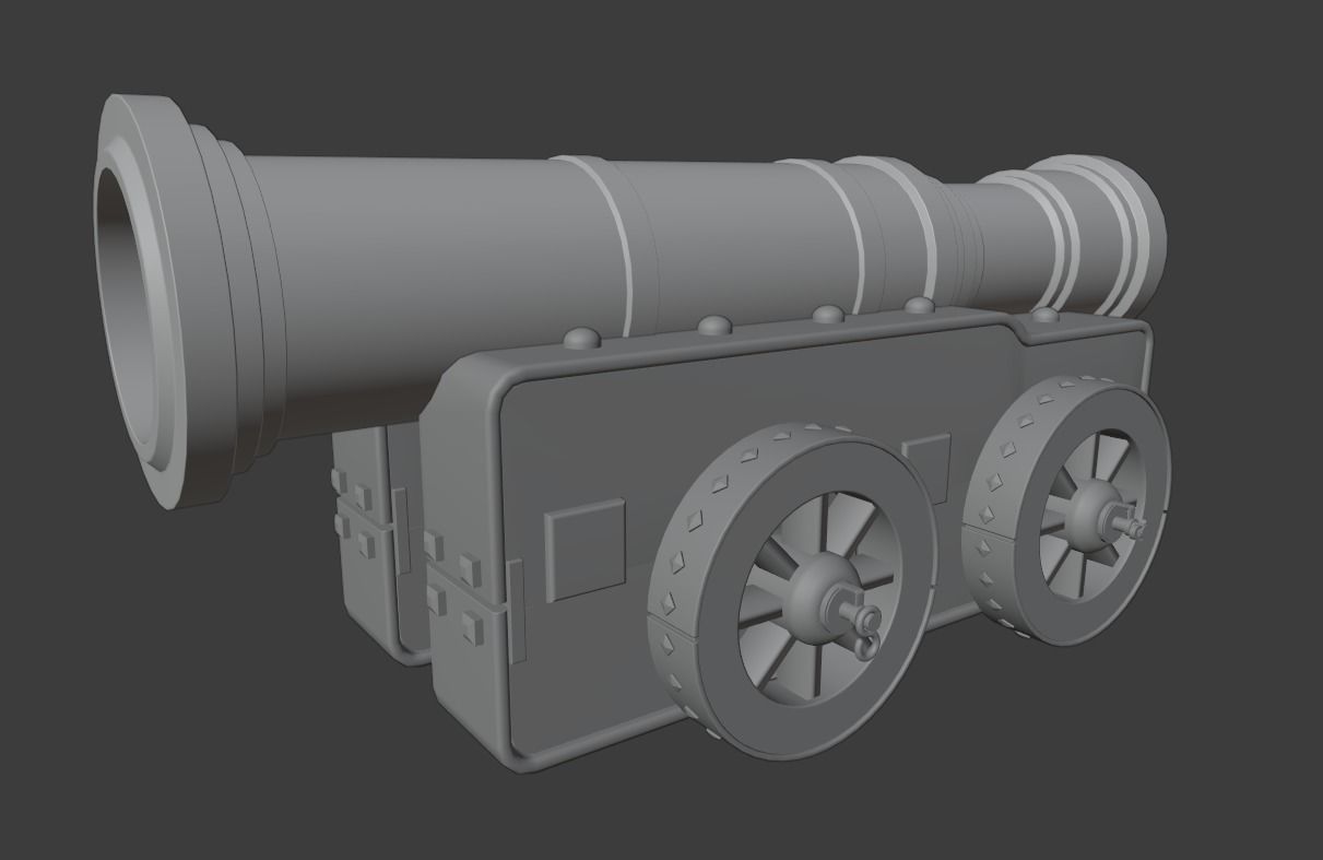 Cannon on wheels 3D model_4