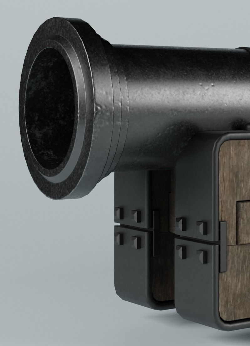 Cannon on wheels 3D model_2