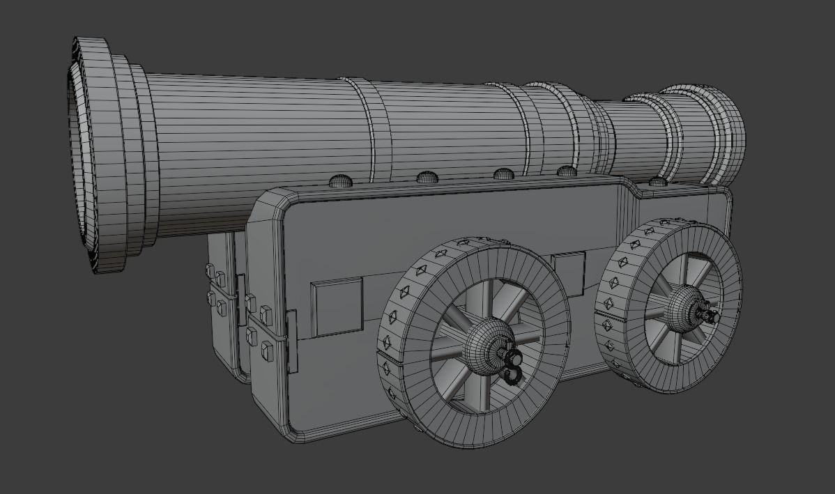 Cannon on wheels 3D model_6