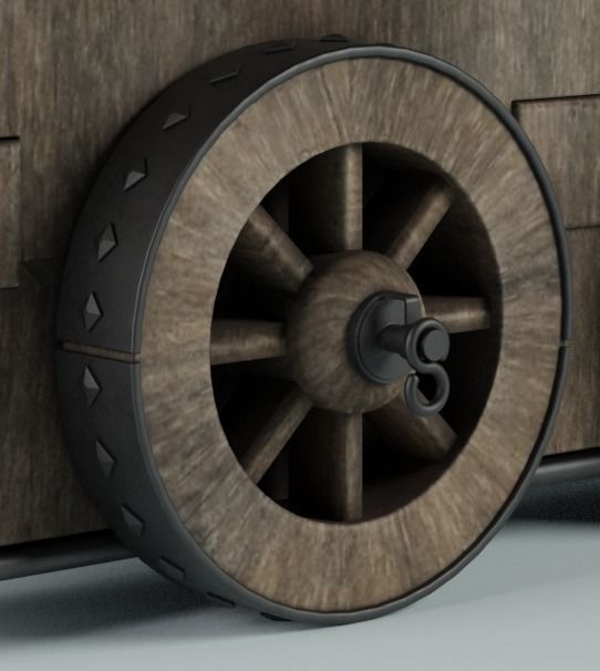 Cannon on wheels 3D model_3