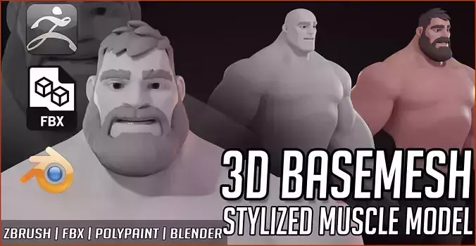 Basemesh LEONIDAS Muscle Stylized Male