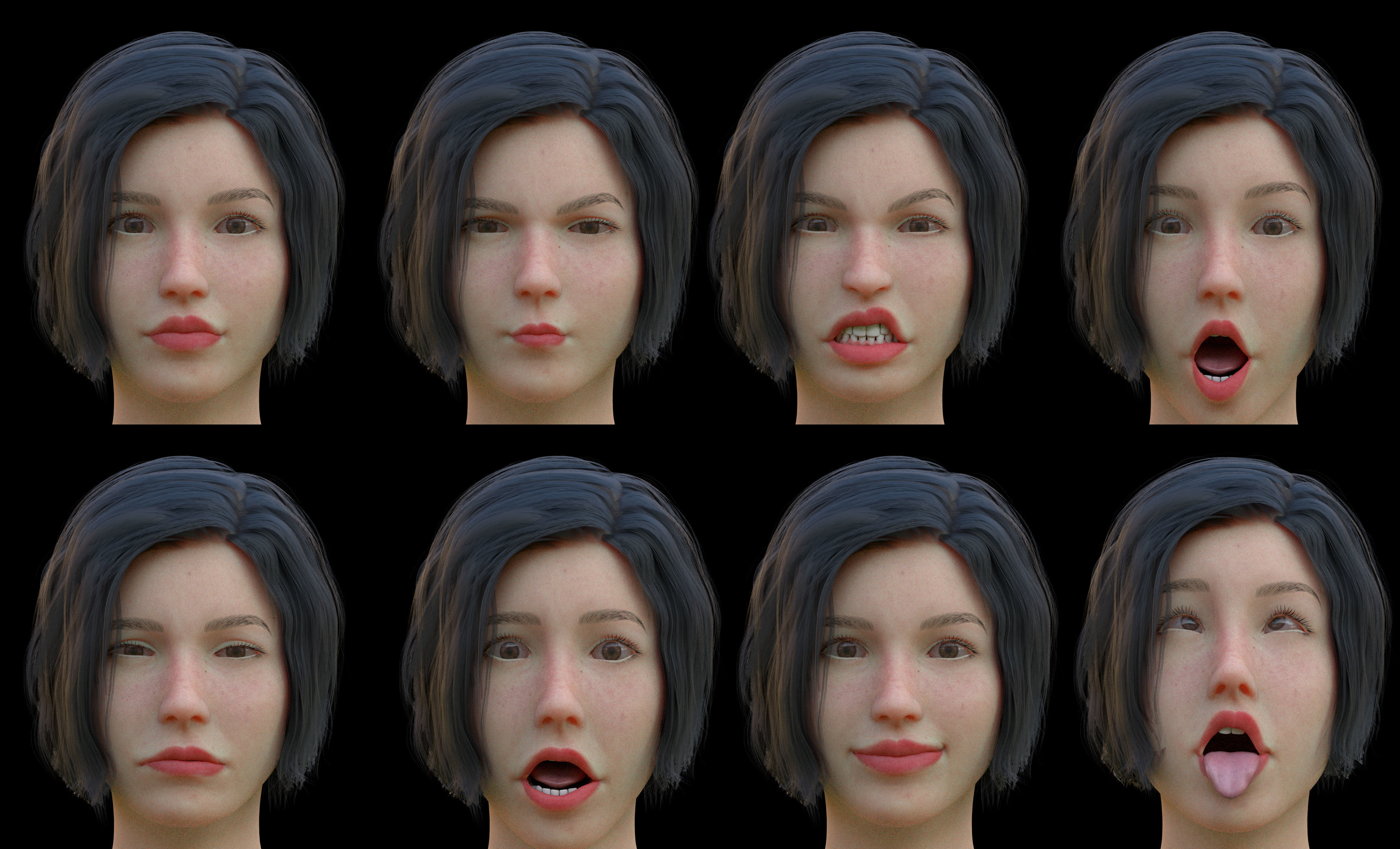 Realistic Female Rigged 3D model_17