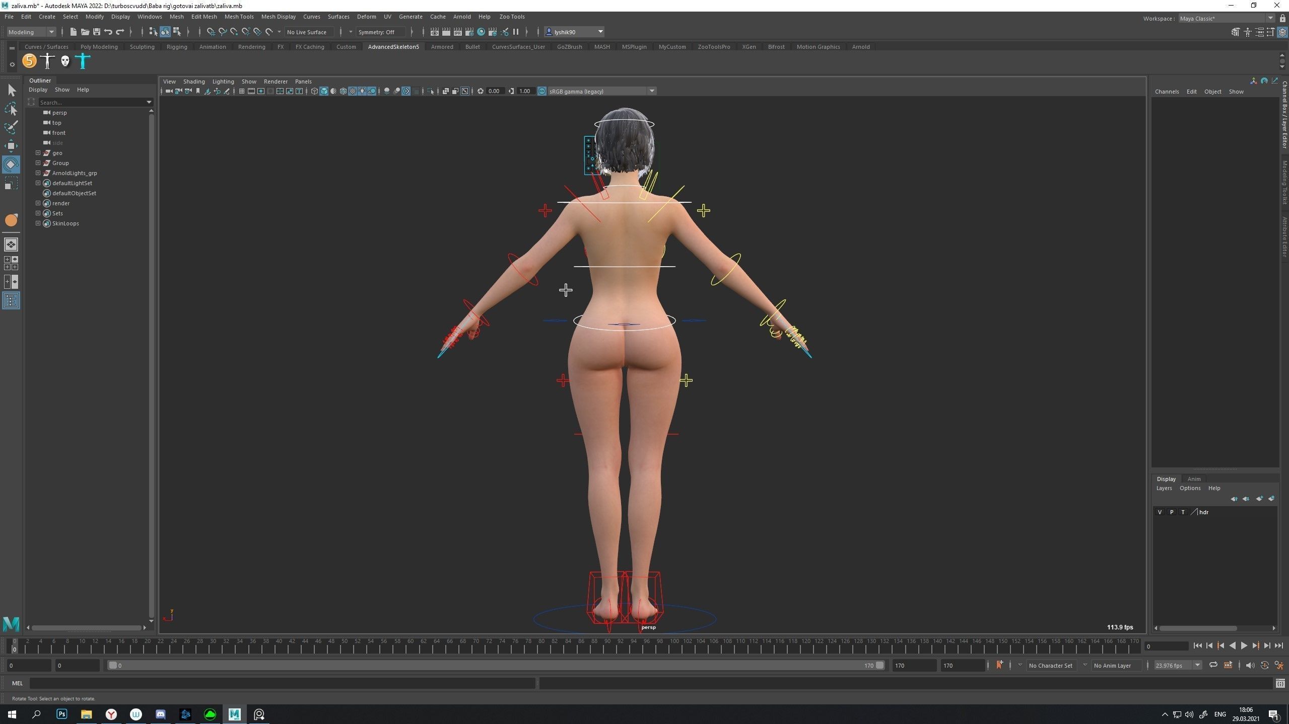 Realistic Female Rigged 3D model_14