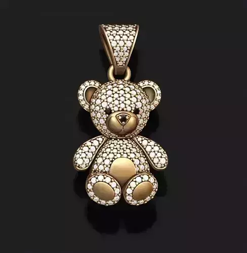 Bear pendant with gems 3D print model Bear pendant with gems 3D print model