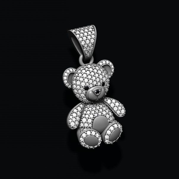 Bear pendant with gems 3D print model_5
