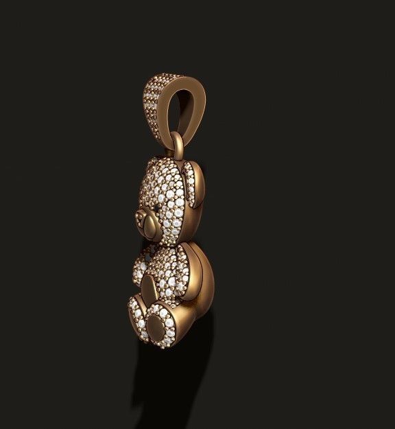 Bear pendant with gems 3D print model_4