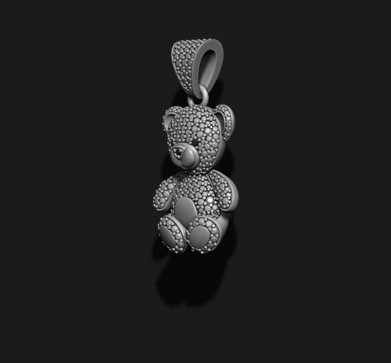 Bear pendant with gems 3D print model_6