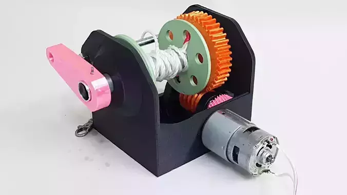 3D printed high torque gearbox - Worm gearbox - Electric hoist  3D print model