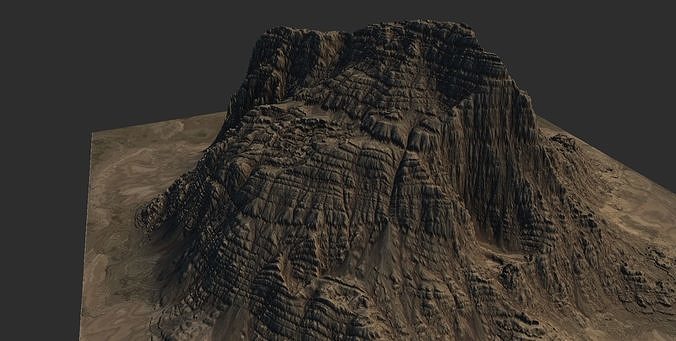 Sand Terrain - 4 OBJ High Poly to Low Poly - Tall Mountains Low-poly 3D model