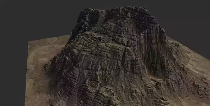 Sand Terrain - 4 OBJ High Poly to Low Poly - Tall Mountains Low-poly 3D model