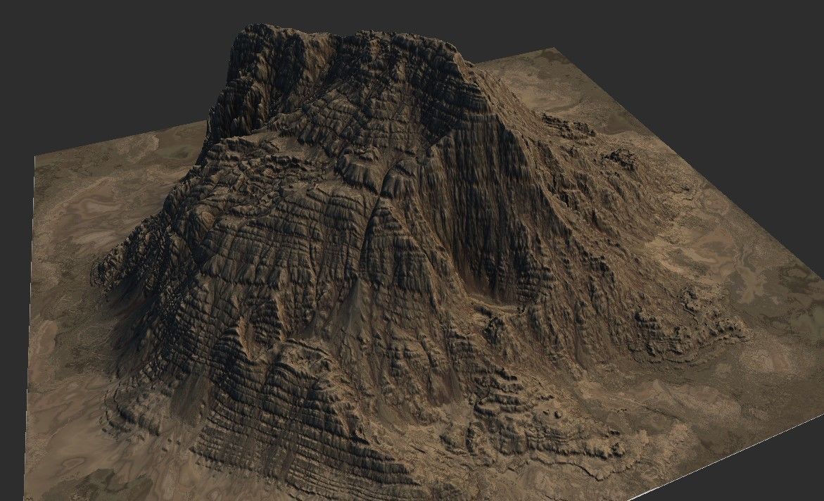 Sand Terrain - 4 OBJ High Poly to Low Poly - Tall Mountain 3D model_10