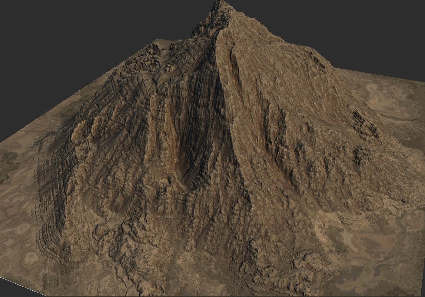 Sand Terrain - 4 OBJ High Poly to Low Poly - Tall Mountain 3D model_7